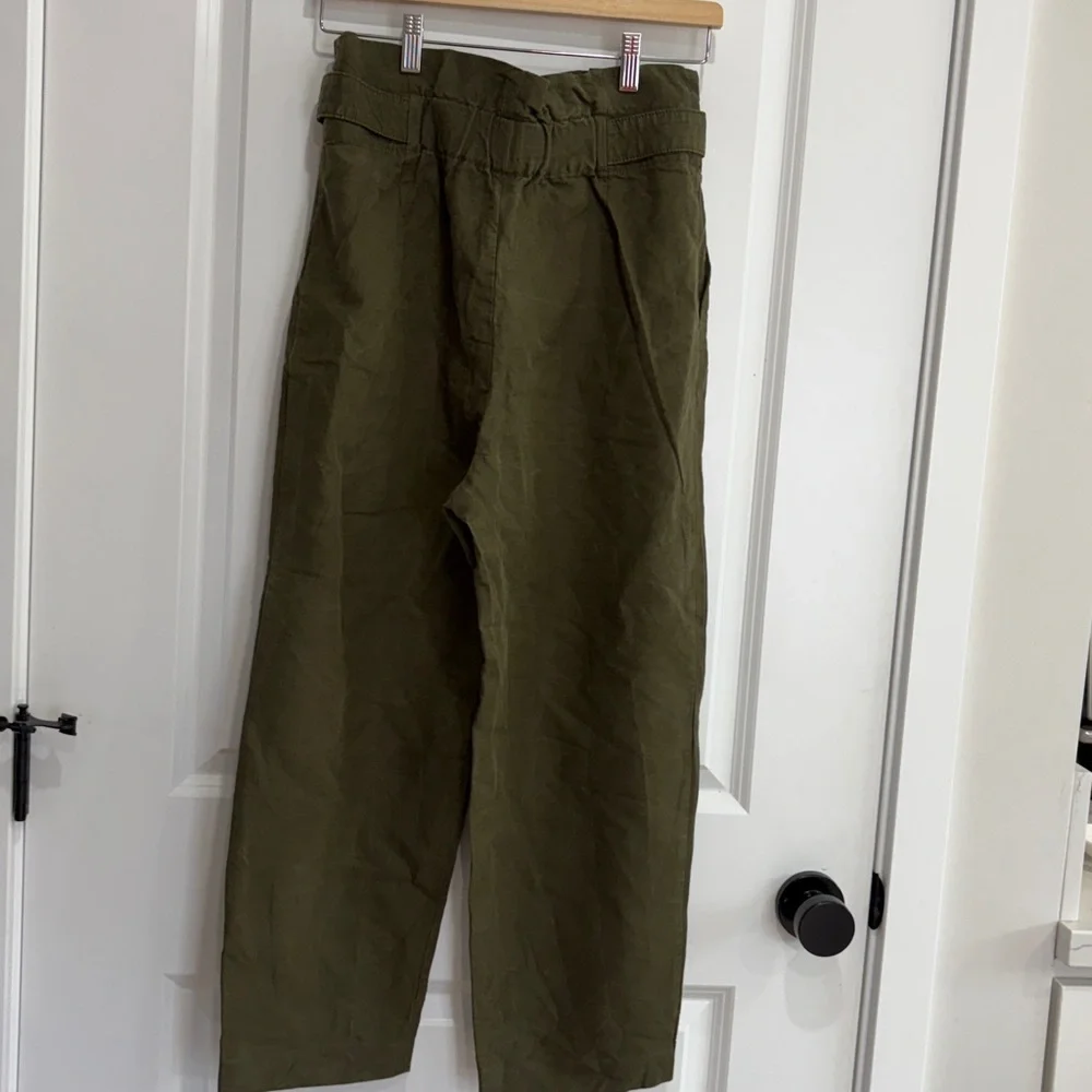 Zara‎ Womens Khaki Green Paperbag Trousers